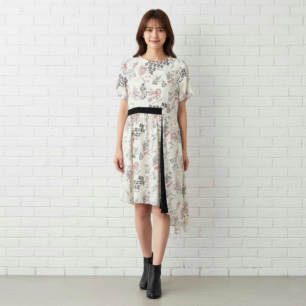 Tory Burch | White Illustration Printedā Asymmetric Dress Size 6